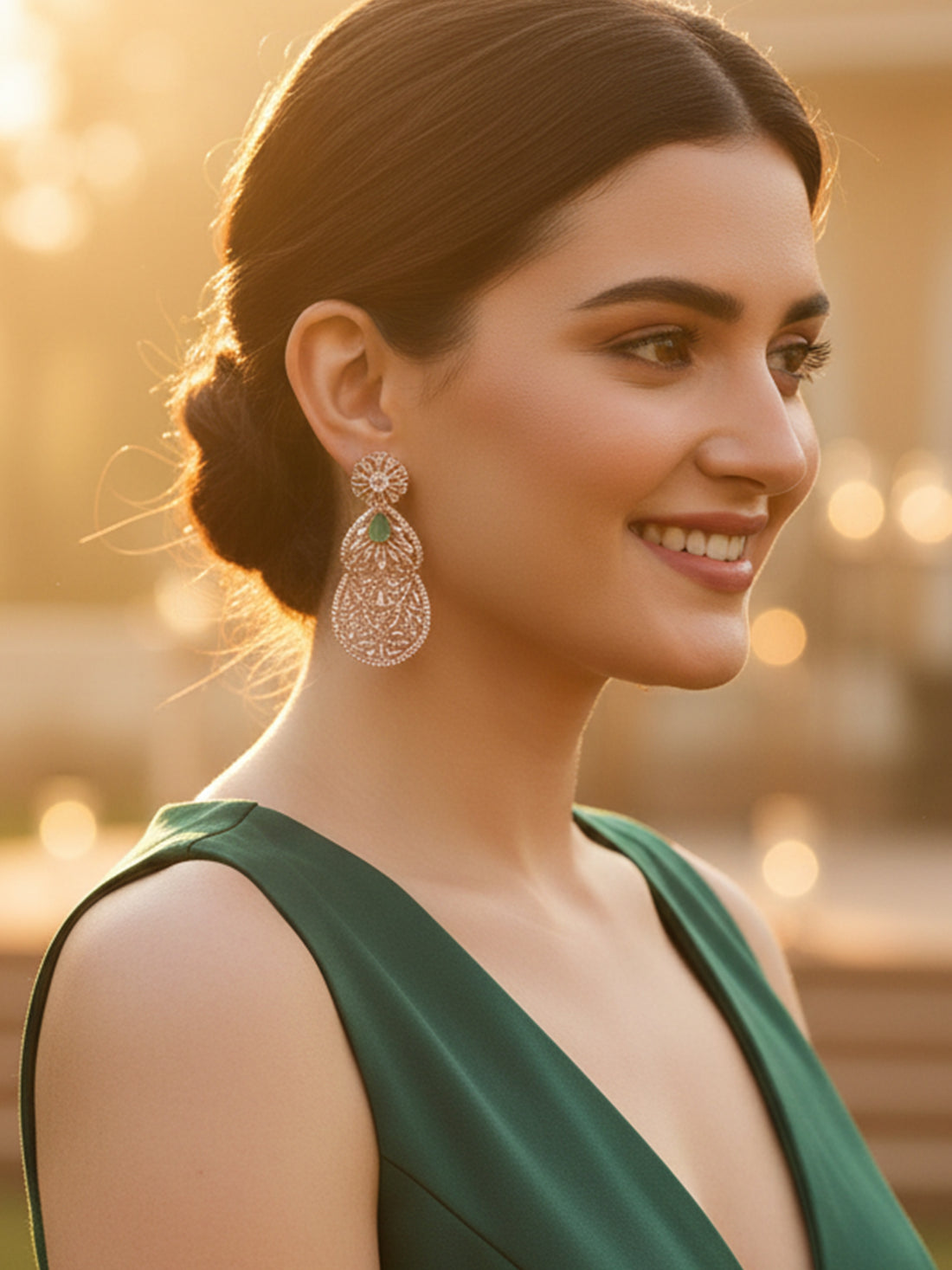 Karatcart Rose Gold Plated Embellished Cubic Zirconia Dangler Earrings for Women