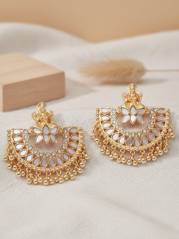 Karatcart Rose Gold Plated Mata Laxmi Design Chandbali Earrings for Women