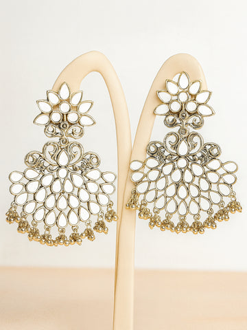Karatcart Gold Plated Mirror Studded Dangler Earrings for Women