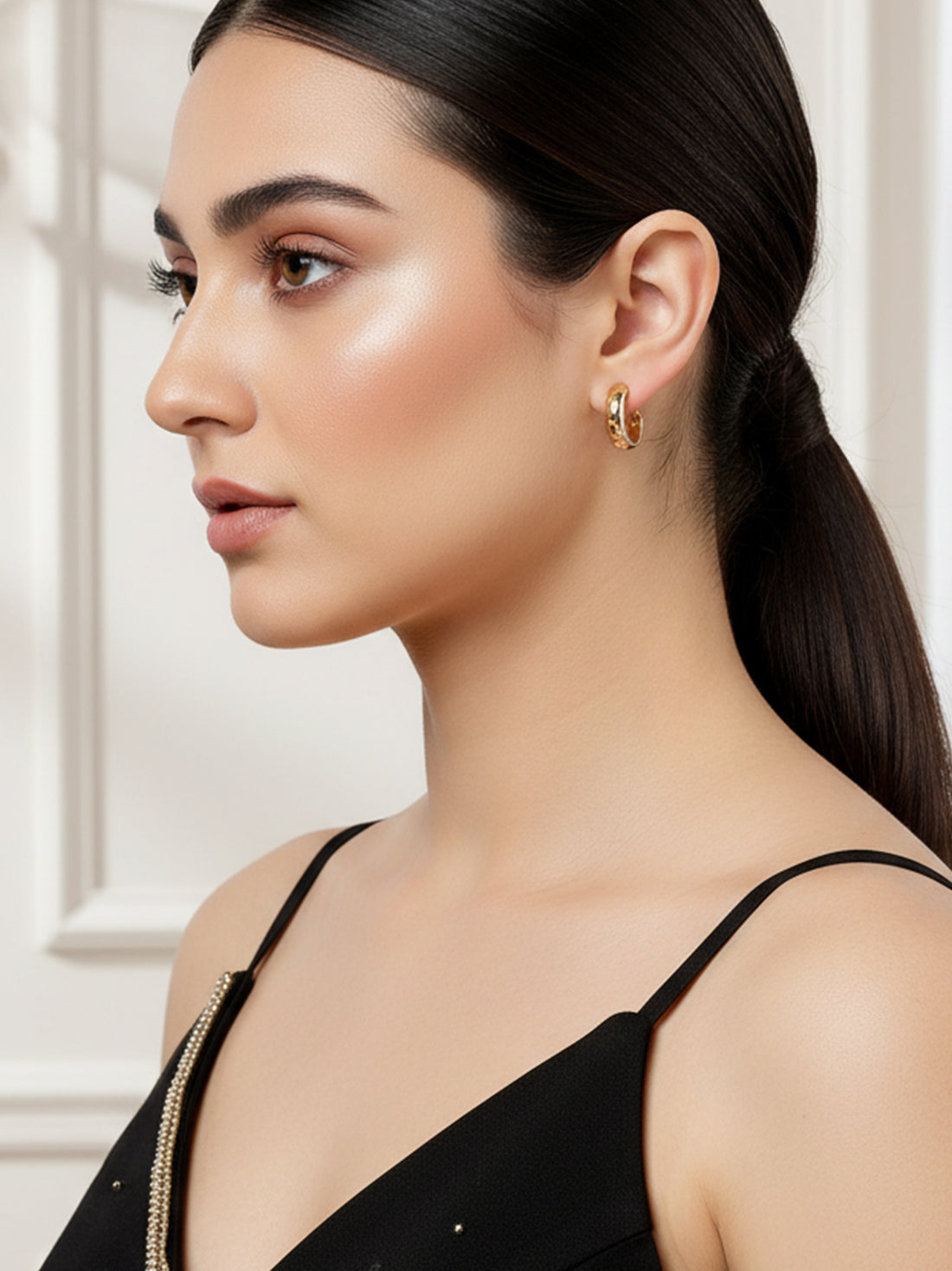 Bohey by KARATCART Gold-Plated Star Design Half Hoop Earrings for Women