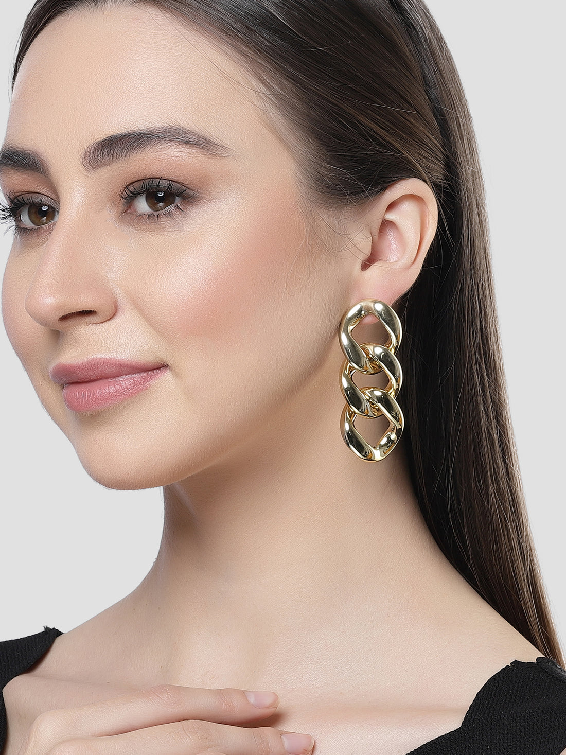 Bohey by KARATCART Gold Plated Chain Design Drop Earrings for Women