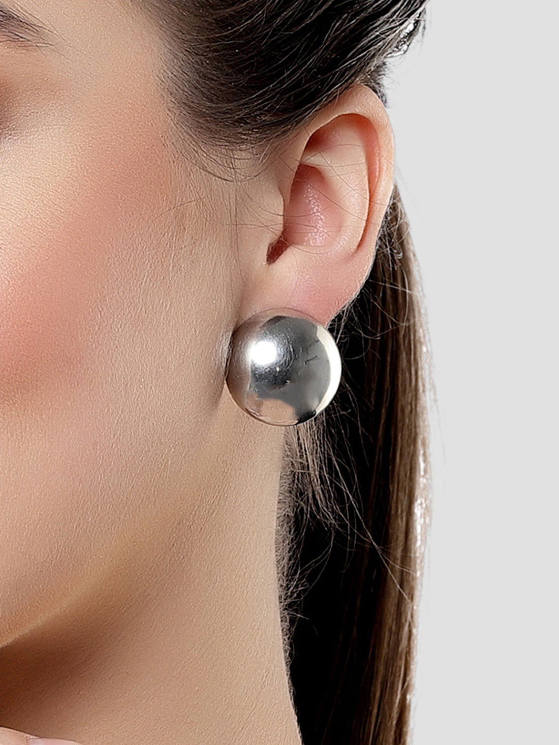 Bohey by KARATCART Round Silver Stud Earrings for Women