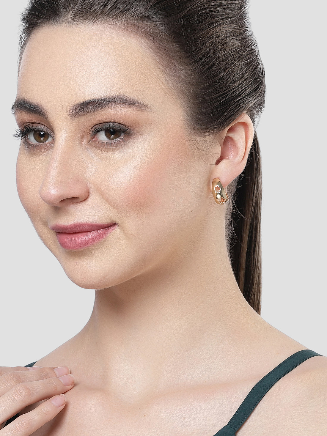 Bohey by KARATCART Gold Plated Star Design Half Hoop Earrings for Women