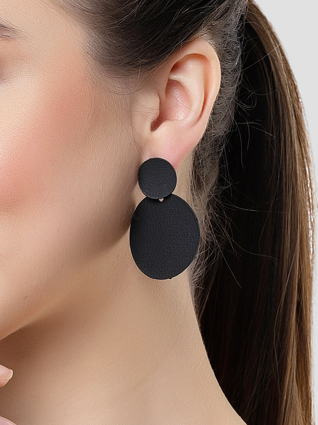Bohey by KARATCART Black Matt Finish Dangler Earrings for Women