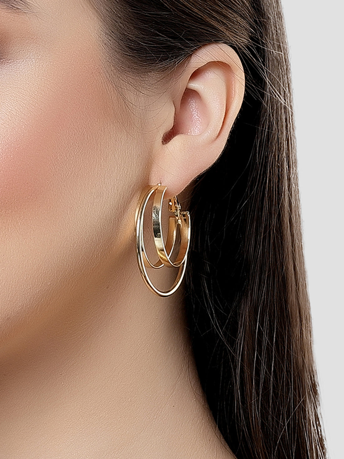 Bohey by KARATCART Gold-Plated Contemporary Hoop Earrings for Women