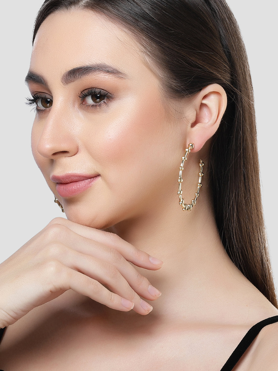 Bohey by KARATCART Gold Plated Half Hoop Earrings for Women
