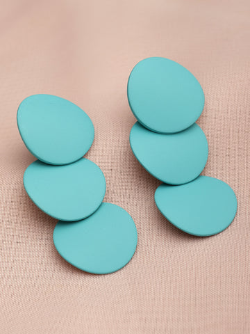 Bohey by KARATCART Light Blue Matt Finish Drop Earrings for Women