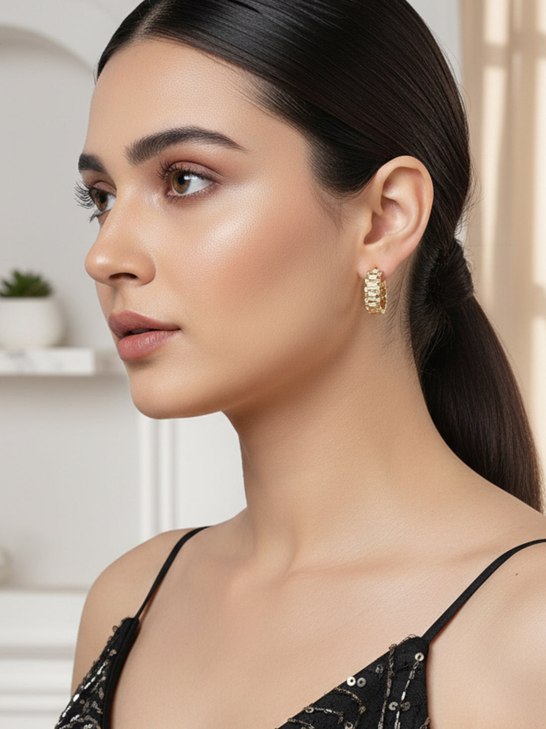 Bohey by KARATCART Gold Plated Hoop Earrings for Women