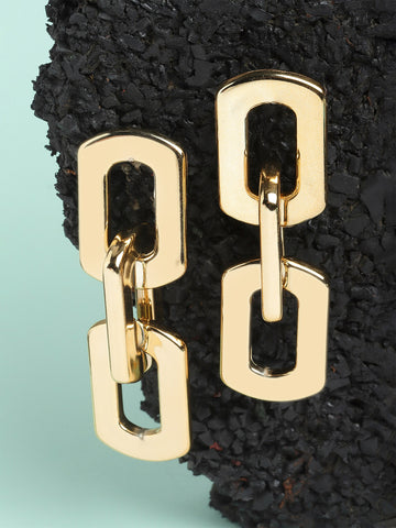 Bohey by KARATCART Gold Plated Link Drop Earrings for Women