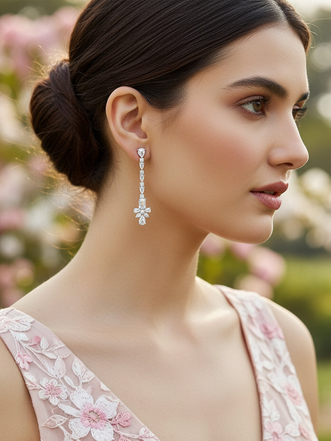 Karatcart Silver Plated White Drop Cubic Zirconia Earrings for Women