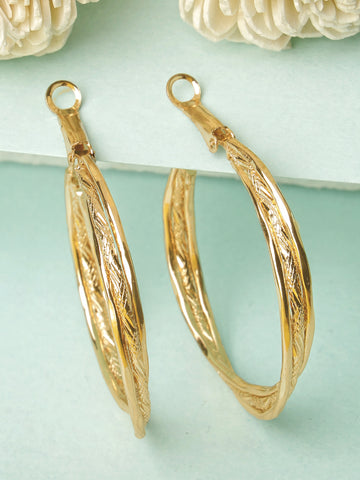 Bohey by KARATCART Trendy Big Round Golden Tone Hoop Earrings for Women