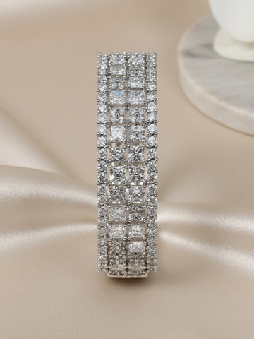 KARATCART Silver Plated American Diamond Bracelet for Women