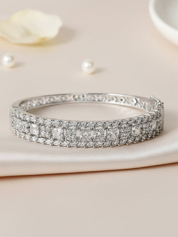 KARATCART Silver Plated American Diamond Bracelet for Women