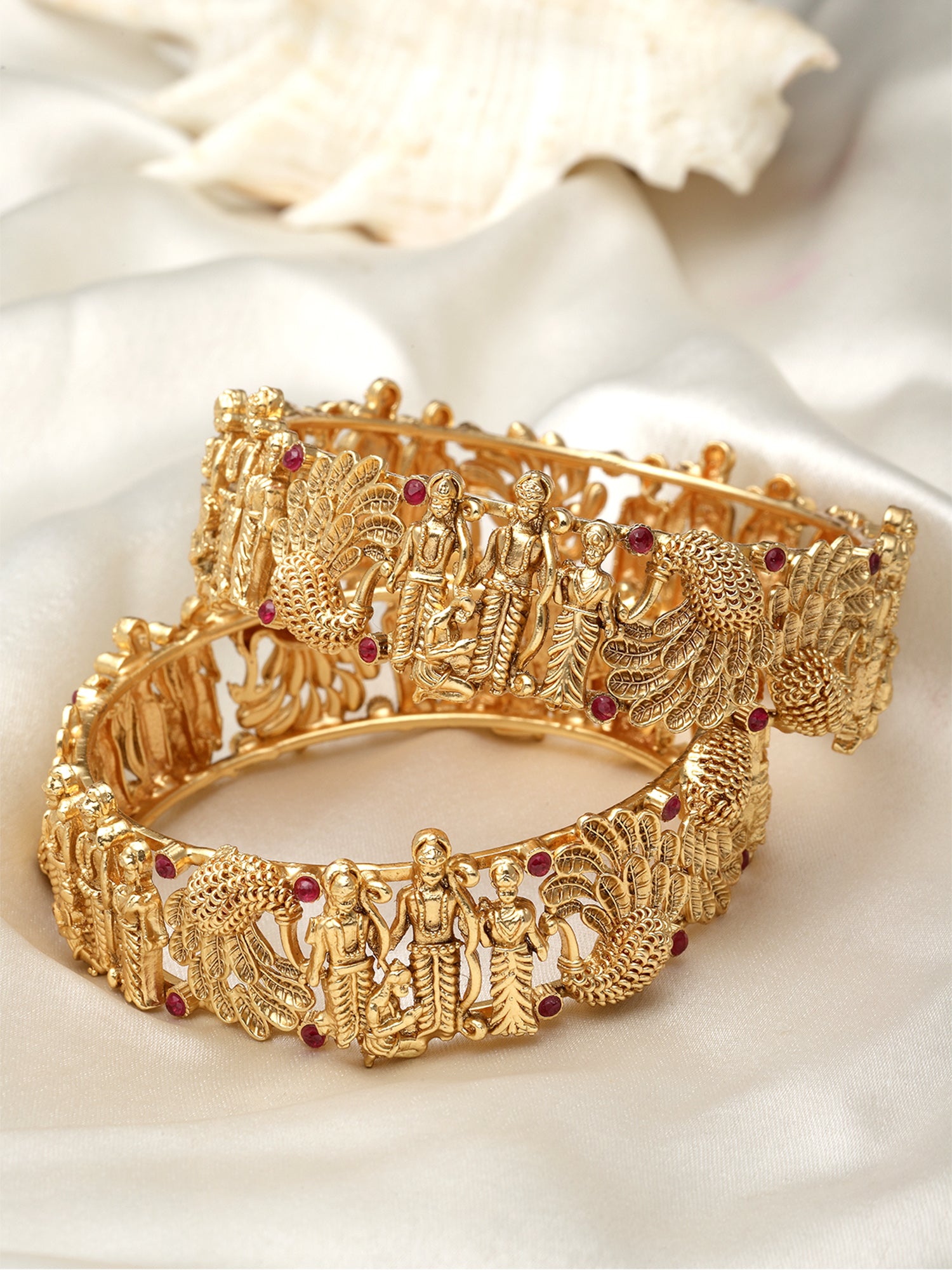 Karatcart Gold Plated Set of Shri Ram Bangles for Women