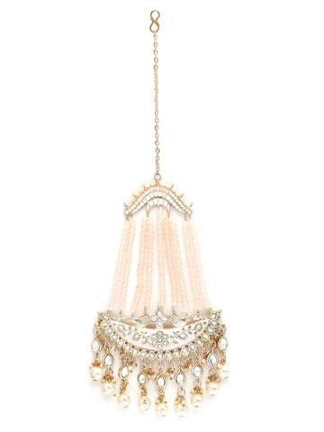 Karatcart Traditional Gold Plated Handcrafted Blush Pink Meenakari Passa with Pearls for Women