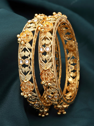 Karatcart Set of 2 Gold Plated Rajwadi Bangles for Women