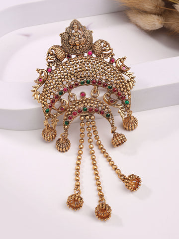 Karatcart Traditional Gold Plated Laxmi Mata Temple Hair Juda Pin for Women