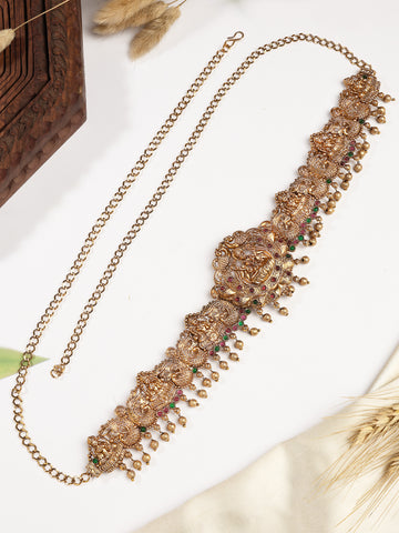 Karatcart Gold Plated Peacock and Laxmi Mata Design Kamarbandh for Women