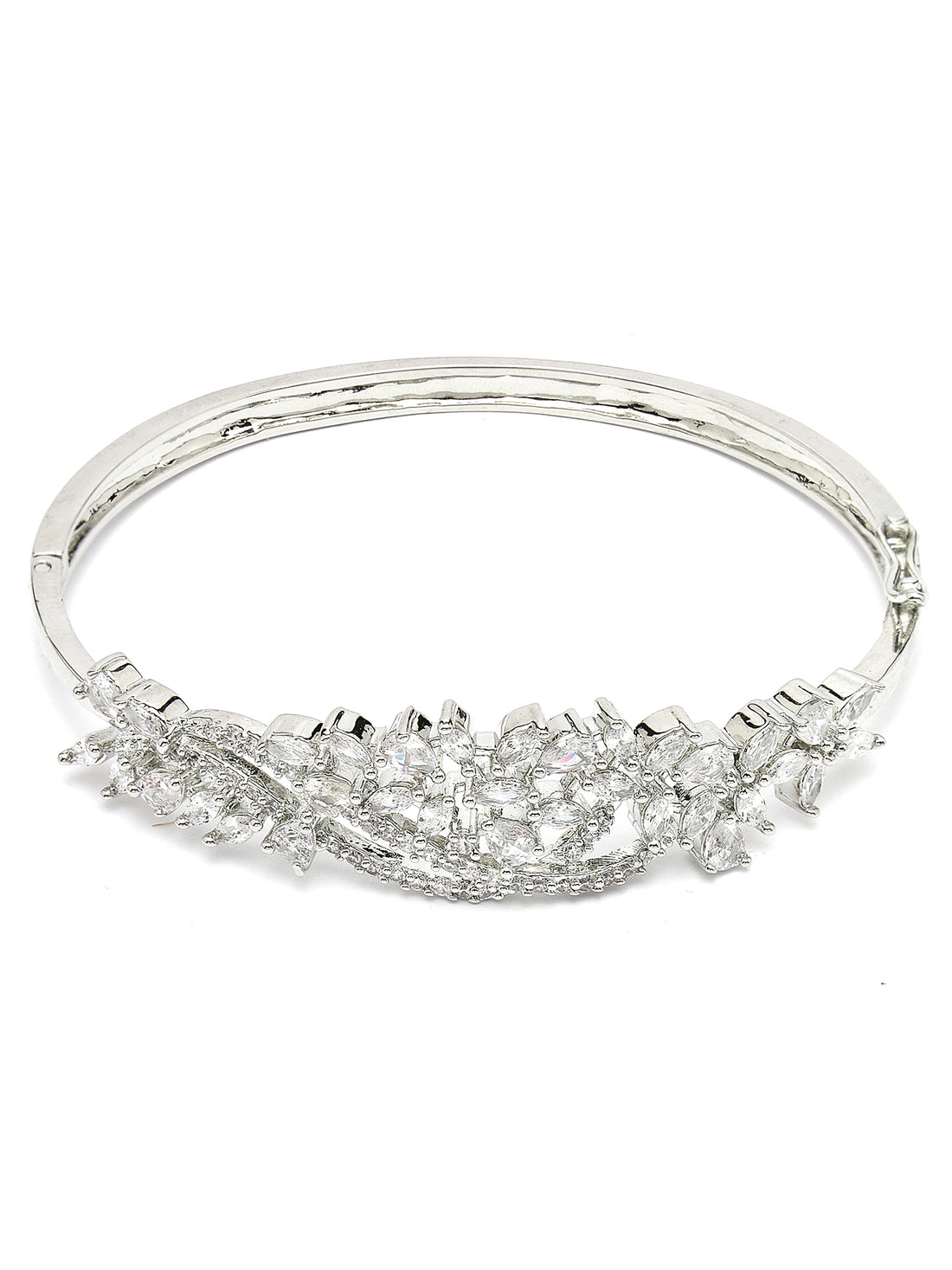 Karatcart Silver Tone American Diamond Studded Bracelet for Women
