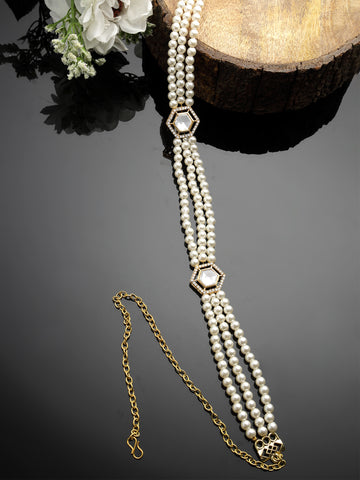 Karatcart Pearl Beaded Polki Kundan Kamarbandh for Women