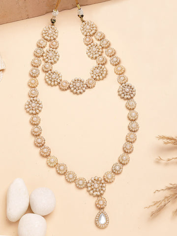 Karatcart Royal Gold-Plated Pearl Studded Kundan Maharaja Haar Necklace