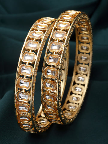 Karatcart Set of 2 Gold Plated Bangles for Women