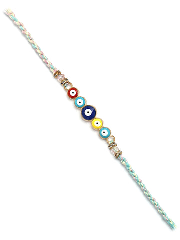 Karatcart Multicolor Evil Eye Bhiya Rakhi with Roli & Chawal