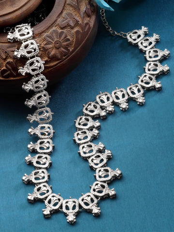 Karatcart Oxidised Silver Kundan Kamarbandh for Women