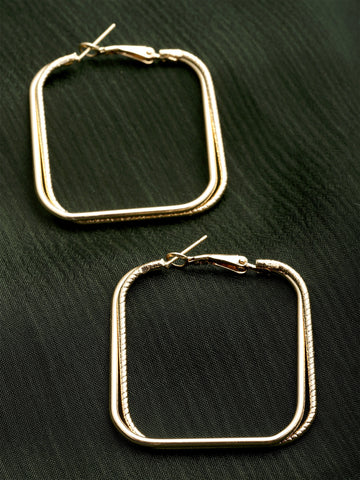Bohey by KARATCART Gold Plated Square Shape Hoop Earrings for Women