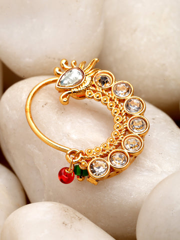 Karatcart Gold Plated White Stone Studded Nose Ring for Women