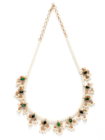 Karatcart Designer Gold Plated Green and Red Stone Reversible Necklace for Women