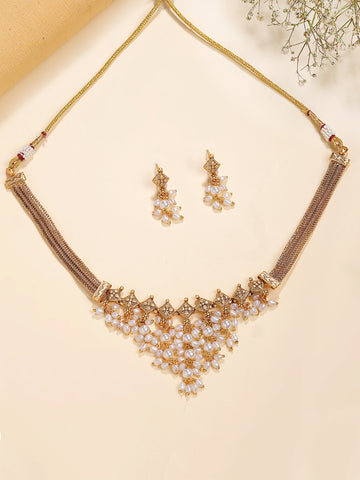 Karatcart Karatcart Classic Pearl Beaded Temple Jewellery Set for Women