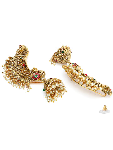 Karatcart Traditional Gold Plated Peacock Design Jhumki Earrings for Women