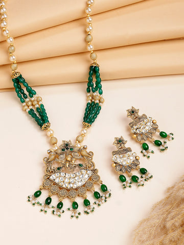 Karatcart Ethnic Gold Plated Multicolor Meenakari Work Rani Haar Necklace Set for Women