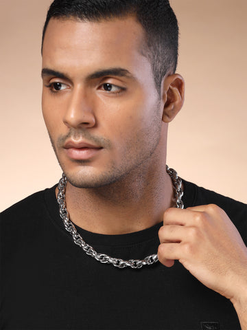 Bohey by KARATCART Silver Tone Link Chain Necklace for Men