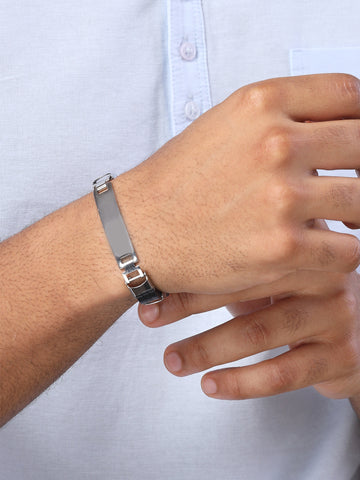 Bohey by KARATCART Silver Plated Link Chain Bracelet for Men