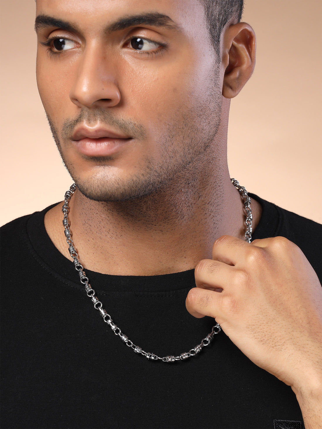 Bohey by KARATCART Silver Tone Link Chain Necklace for Men
