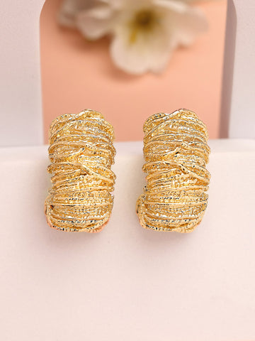 Bohey by KARATCART Gold-Plated Contemporary Hoop Earrings for Women