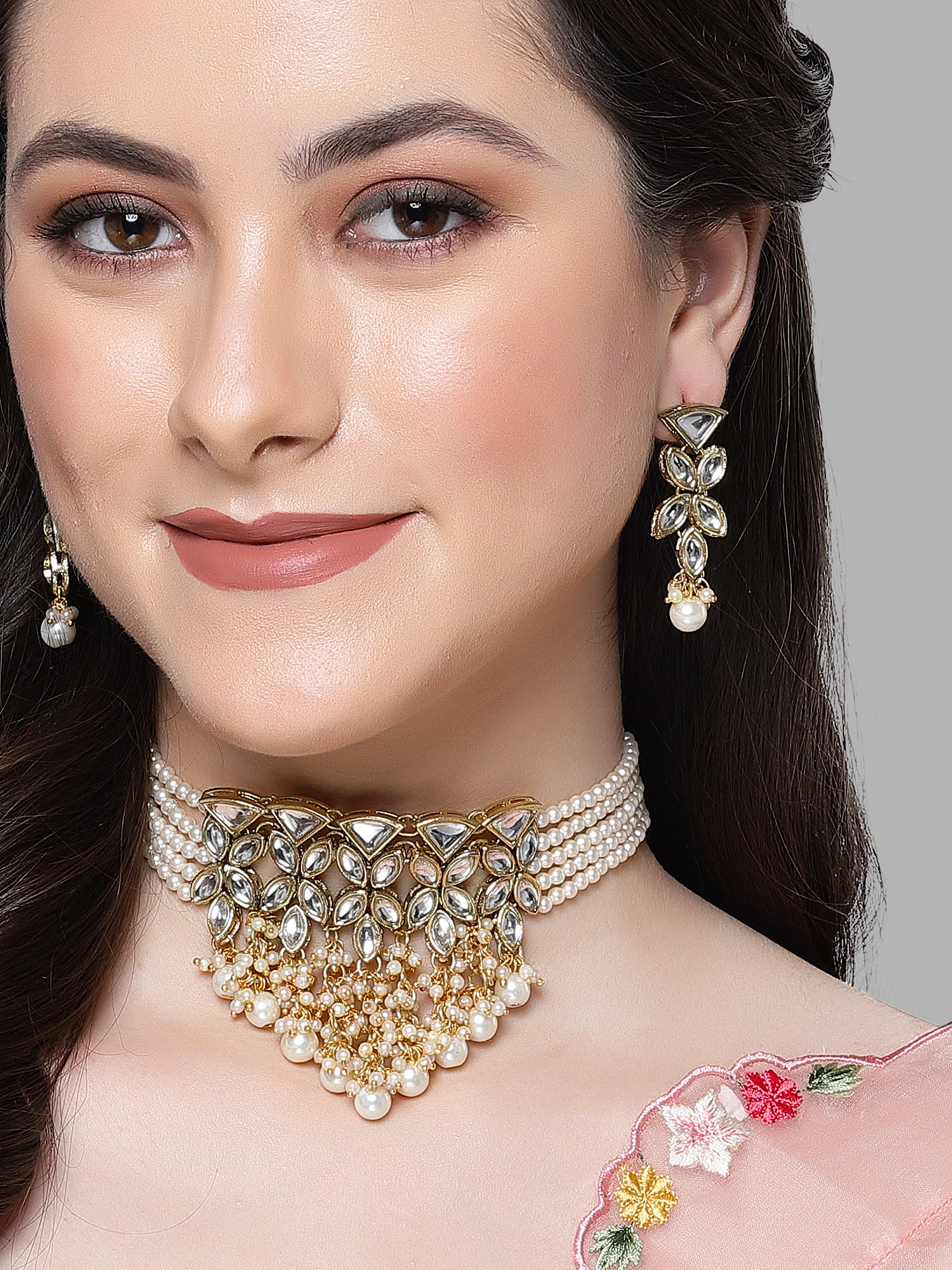 Choker Kundan Choker Set KARATCART Gold Plated Kundan Choker Gold