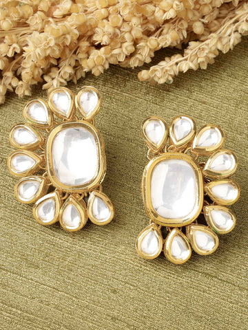 Karatcart Gold Plated Polki Kundan Stud Earrings for Women