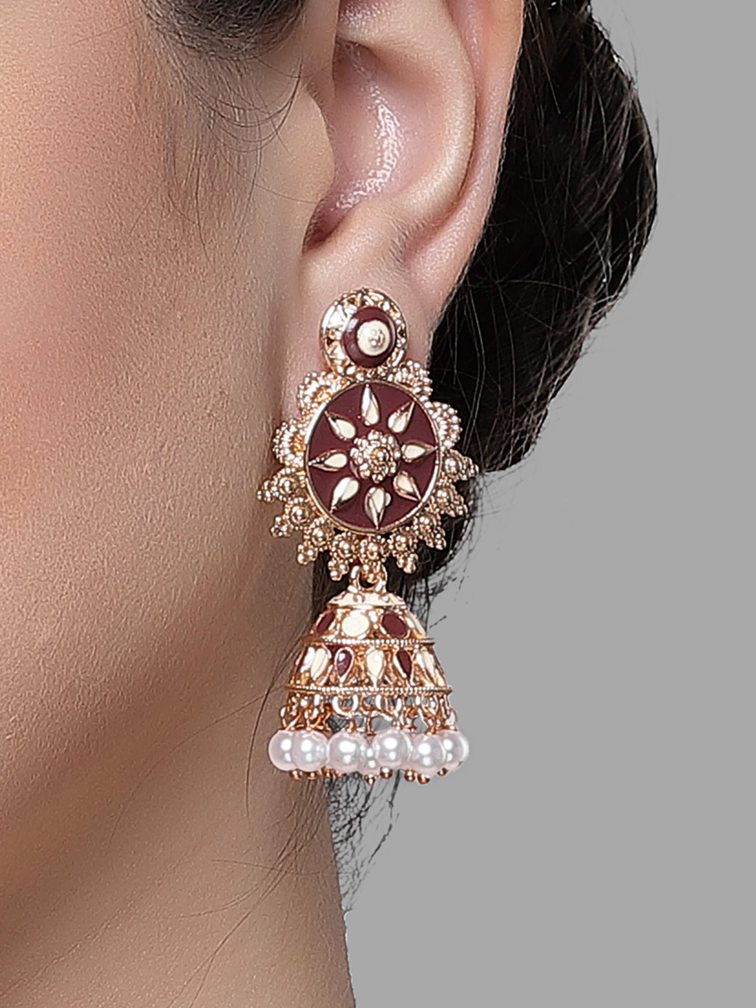 Cream and Gold Floral store Juhmka Earrings