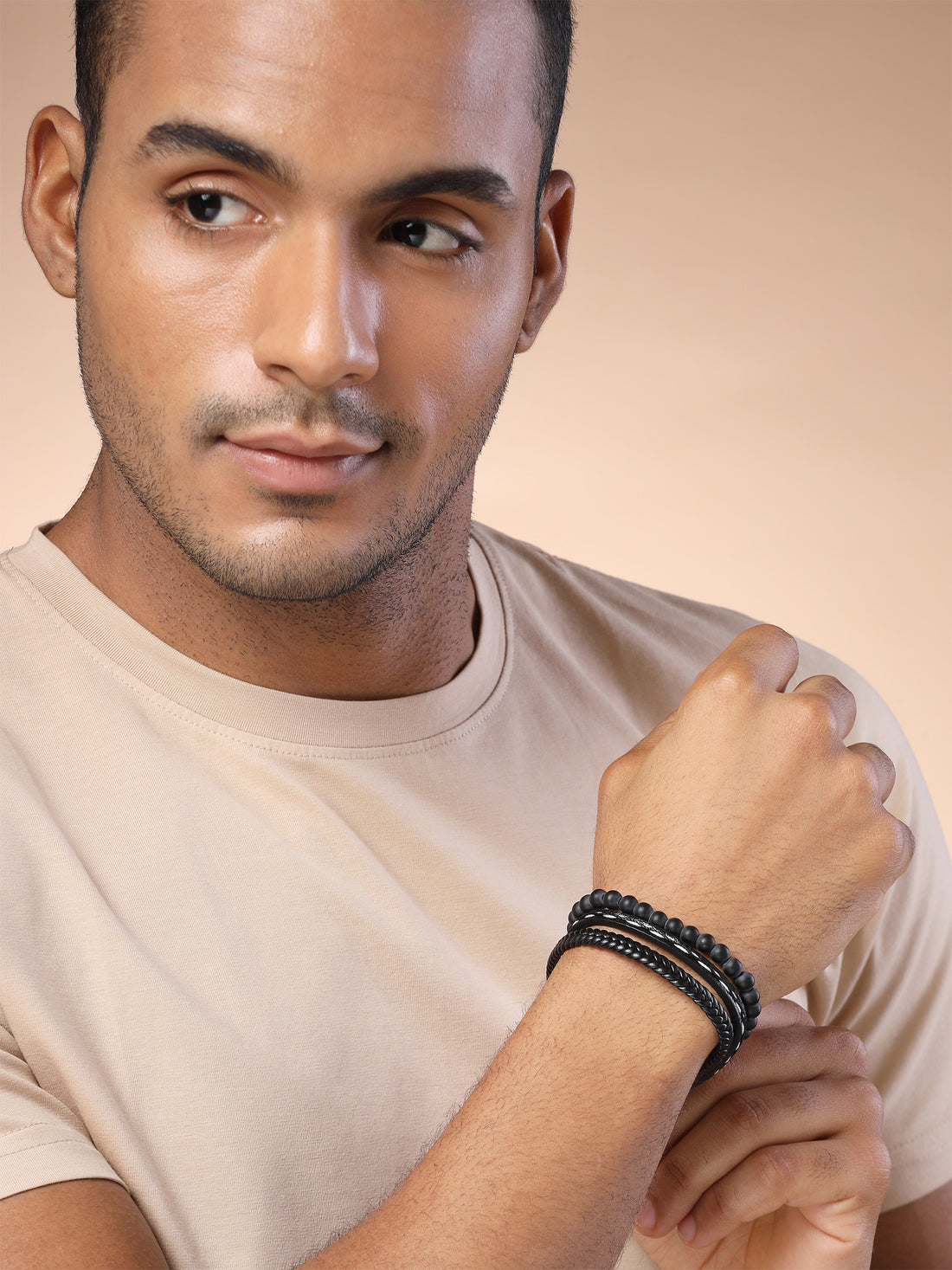 Bohey by KARATCART Men Leather Wraparound Bracelet