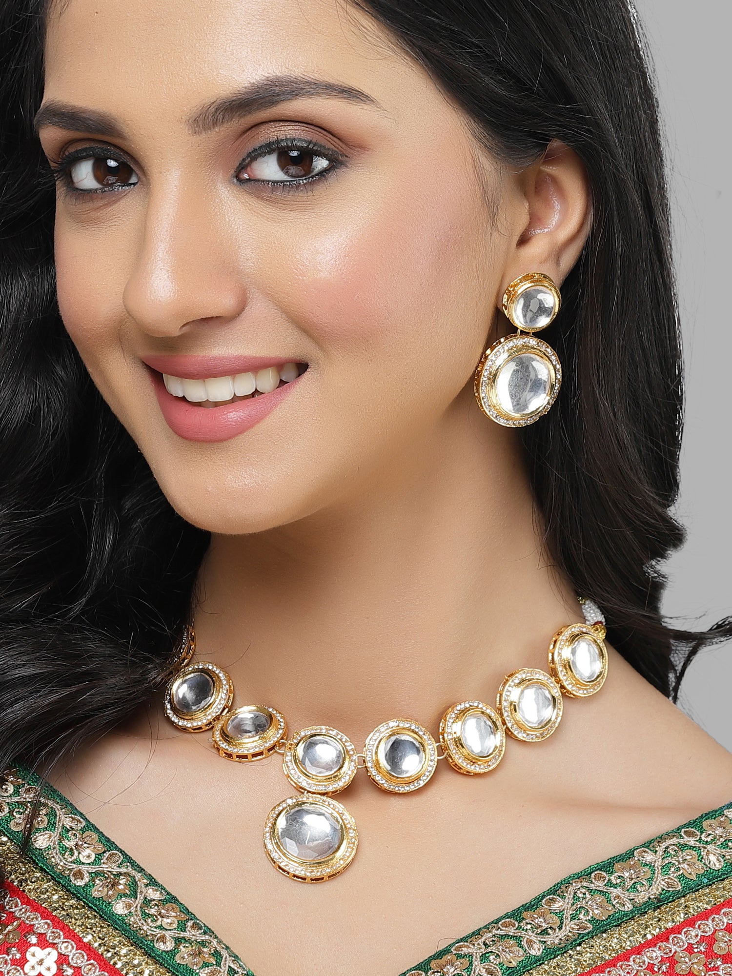 KARATCART Gold Plated Polki Classics Gold Jewellery Set for Women