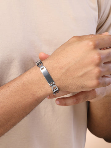 Bohey by KARATCART Silver Plated Link Chain Bracelet for Men