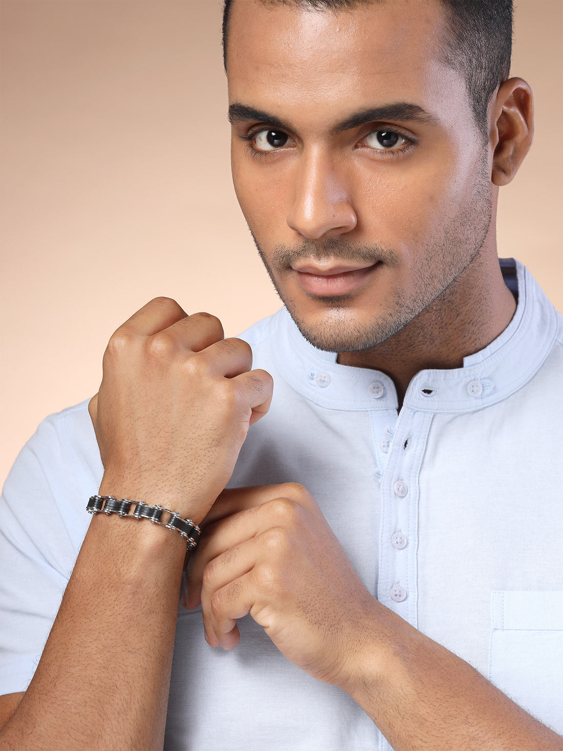 Bohey by KARATCART Silver Plated Link Chain Bracelet for Men