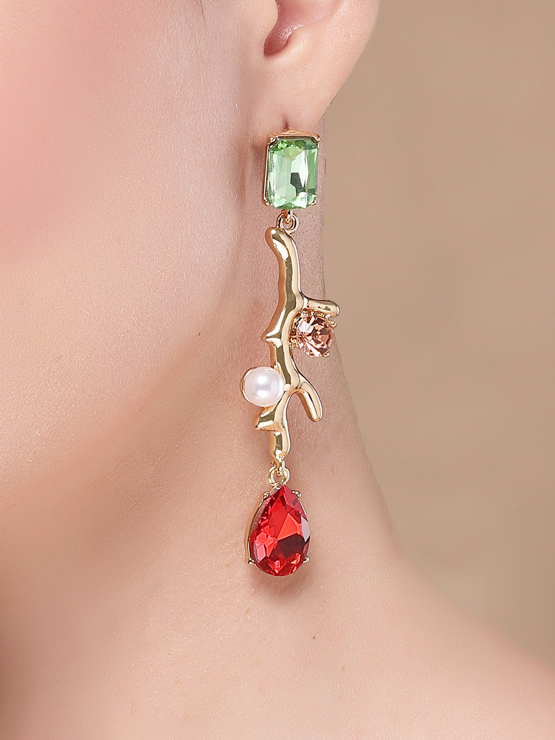 Bohey by KARATCART Gold-Plated Contemporary Drop Earrings for Women