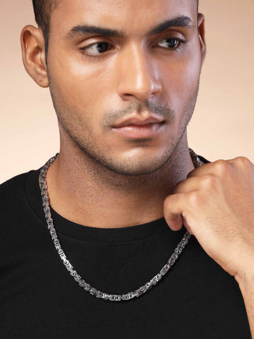 Bohey by KARATCART Silver Tone Link Chain Necklace for Men