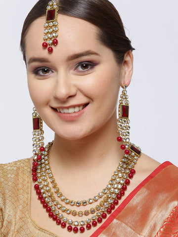 Karatcart Kundan Red Long Rani Haar