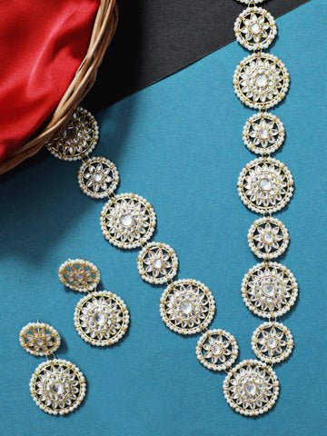 Traditional Gold-Plated Kundan Rani Haar Necklace Set