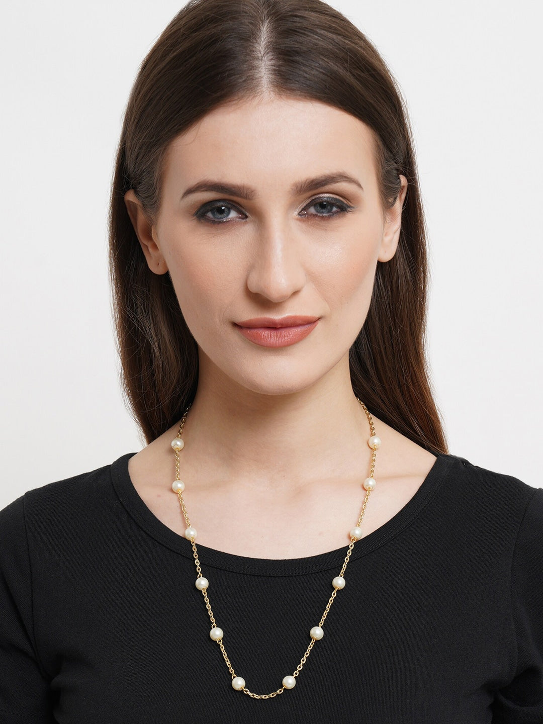 Gold Plated & White Pearl Handcrafted Ranihaar Necklace